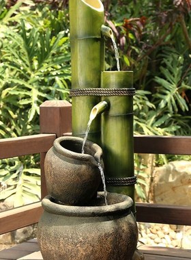 创意水景入户花园摆件落地流水喷泉庭院装饰造景日式院子假山盆景