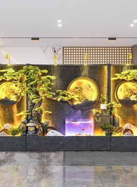 大型水幕墙流水假山喷泉景观酒店客厅屏风庭院别墅鱼池流水墙公司