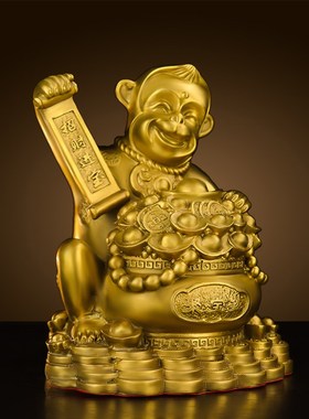 铜猴摆件纯黄铜猴子饰品生肖猴客厅卧室家居金属猴子招财开业礼品