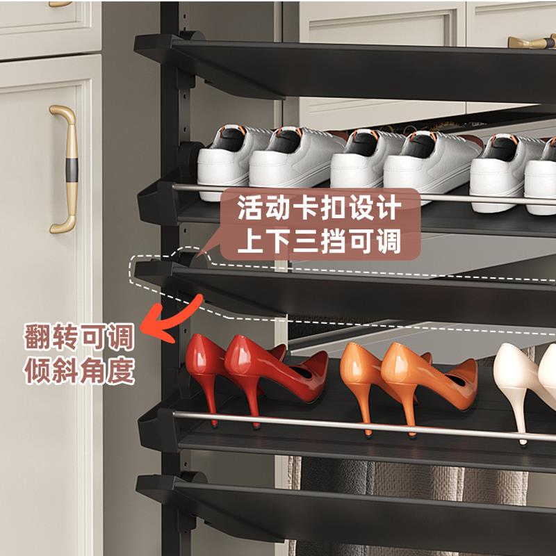 抽拉旋转鞋架360度多功能家用鞋柜内抽拉式鞋子收纳拉篮滑轨五金 - 图2
