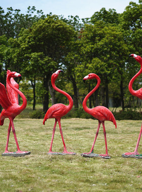户外仿真火烈鸟摆件玻璃钢园林景观雕塑婚庆道具庭院商场美陈装饰