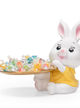 兔年2023创意轻奢可爱兔子托盘摆件玄关钥匙收纳家居客厅桌面装饰