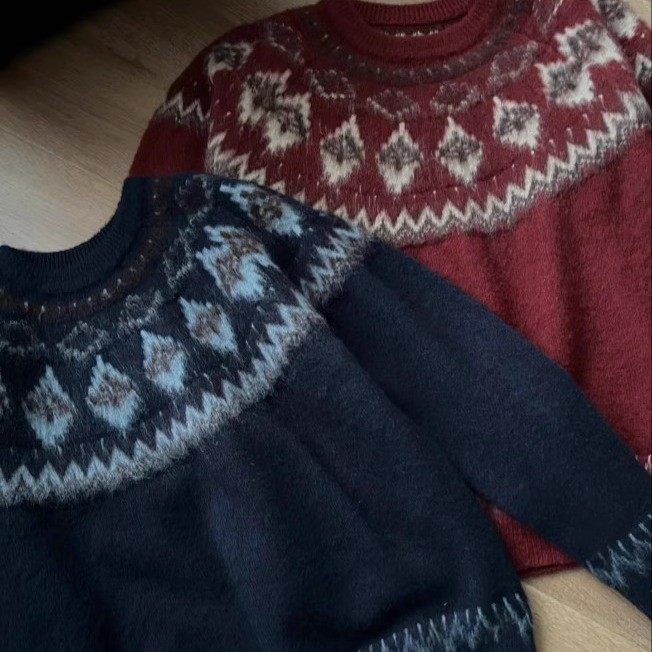 圣诞红色费尔岛毛衣男女潮牌情侣装针织衫秋冬季复古懒惰风毛线衣,淘宝优惠券,粉丝福利购,淘宝优惠卷