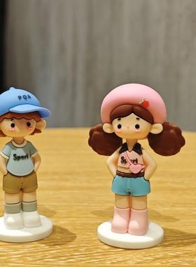 创意卡通嘻哈风人偶小摆件可爱情侣车载桌面办公室装饰品玩偶手办