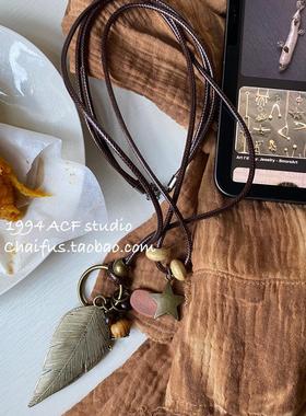 柴夫工作室/X721 港风做旧民族风金属圆牌长版项炼简约层次感配饰