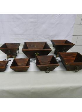 老式覆古实木斗升日进斗金摆件创意客厅装饰店铺摆设开 张开 业礼