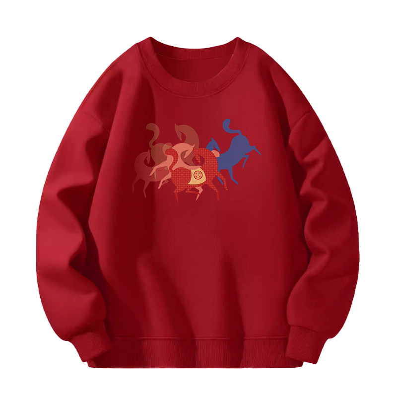 爱奇葩 原创马年红色卫衣国潮休闲圆领马上有钱男女同款长袖T恤,淘宝优惠券,粉丝福利购,淘宝优惠卷