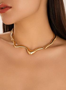 不规则波浪形金属手镯项炼女欧美新潮时尚小众设计网红气质锁骨炼