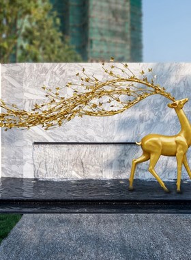 不锈钢镂空梅花鹿雕塑长角鹿摆件酒店大堂售楼处足浴艺术装饰美陈