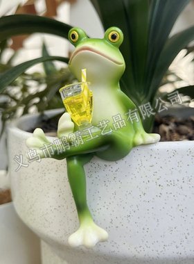 户外庭院花园阳台造景装饰品小青蛙盆套装挂件创意树脂工艺品摆件