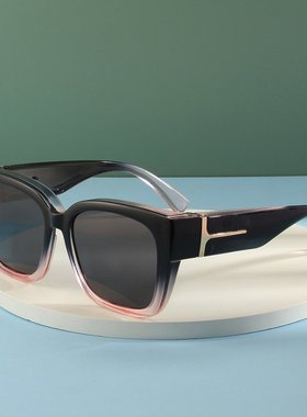 欧美女士大框偏光太阳眼镜驾驶渐变套镜男女可套近视墨镜高级感