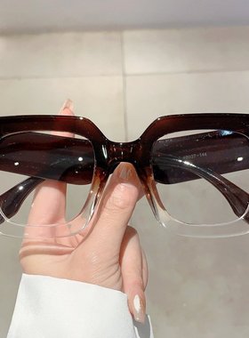 跨境新款欧美风大框方形米钉防蓝光眼镜框圆脸显瘦质感时尚平光镜