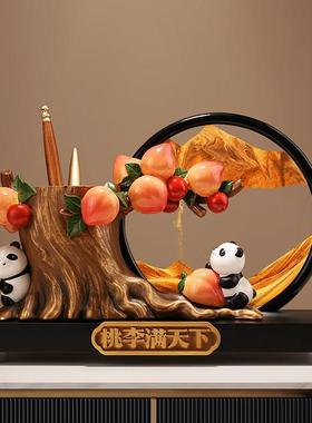熊猫文创笔筒流沙画 画摆件轻奢高级感毕业礼物送老师办公室桌面