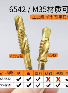 复合丝锥含钴高速钢攻钻一体钻头机用攻牙丝攻套装M3M4M5M6M8M10