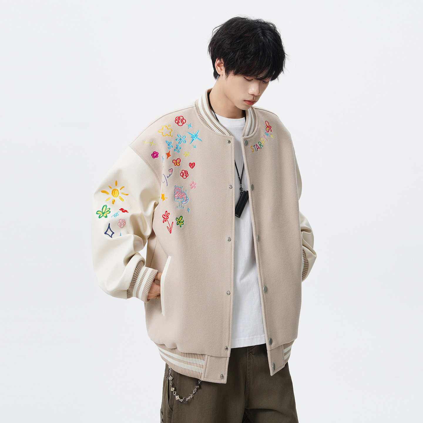 美式花卉刺绣棒球服男春秋潮牌复古情侣运动夹克重磅高街休闲外套,淘宝优惠券,粉丝福利购,淘宝优惠卷