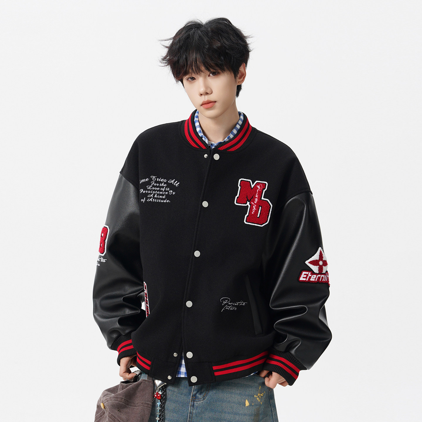 夹克外套男2026新款宽松休闲棒球服美式刺绣圆领上衣男款春秋潮流,淘宝优惠券,粉丝福利购,淘宝优惠卷