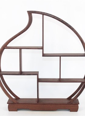 博古架实木仿古摆件鸡翅木多宝架茶壶座摆架饰品架红木工艺礼品