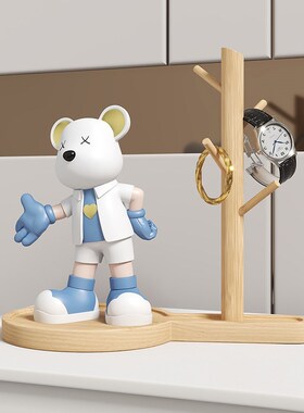 暴力熊轻奢摆件电视柜边几茶几玄关钥匙收纳装饰乔迁之喜新居礼物