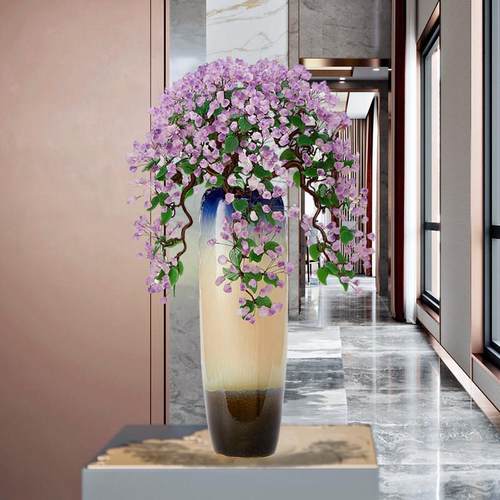 紫水晶大花瓶摆件客厅落地酒店大堂别墅楼梯转角轻奢高级感装饰品 - 图0