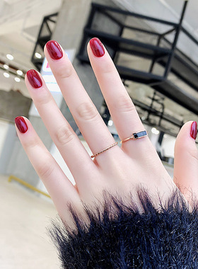 大码戒指大号方形细玫瑰金麻花z女士简单学生胖妹粗手组合双层套