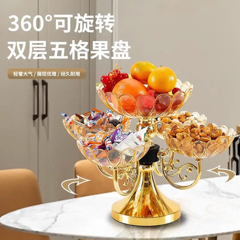轻奢欧式创意豪华水果盘客厅上茶几家用旋转糖果多层亚克力材质,淘宝优惠券,粉丝福利购,淘宝优惠卷
