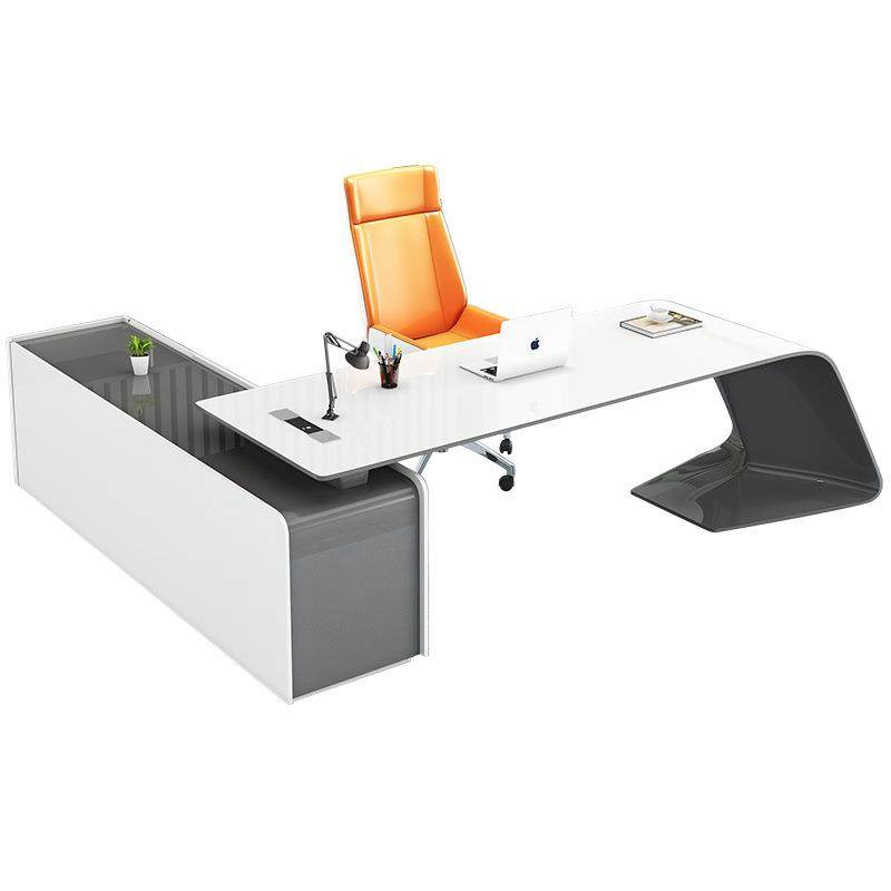 简约现代白色烤漆老板办公桌经理桌椅组合创意家用书桌时尚办公桌,淘宝优惠券,粉丝福利购,淘宝优惠卷