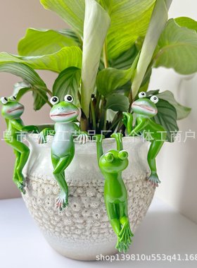 庭院盆景摆件装饰创意卡通青蛙挂饰创意动物树脂工艺品