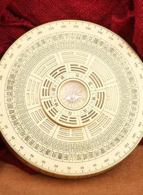 全铜解压罗盘黄铜转转手把件双面旋转随身携带把玩八卦转盘
