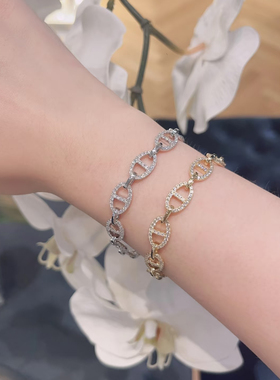 银白色满钻猪鼻子项链手链戒指