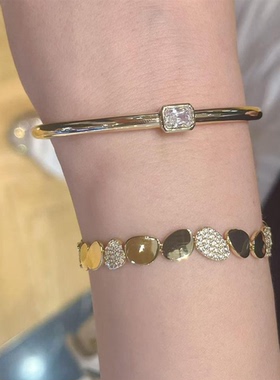 欧美纯银杨紫同款手链轻奢手镯