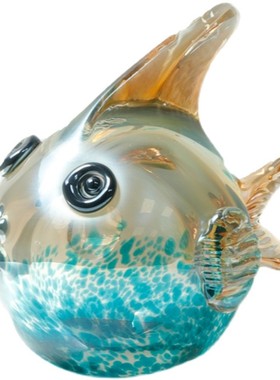 样板房可爱亲嘴鱼琉璃高档v摆件招财工艺品客厅酒柜玻璃软装饰品