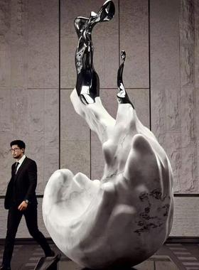 不锈钢浪花雕塑定制大型金属抽象水滴镜面水景抽象水花景观摆件