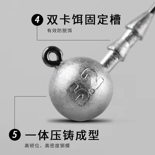 BKK圆形路亚铅头钩9050防挂底两倍加强版假饵软虫鳜鱼鲈鱼钓鱼钩 - 图2