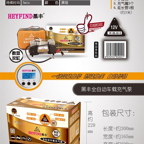 黑丰车载双缸充气泵 小轿车打气泵电动 汽车用12V轮胎高压便携式 - 图1
