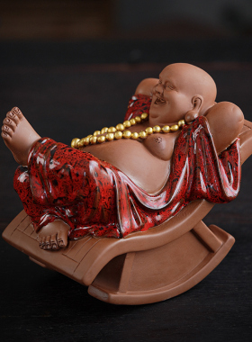 创意陶瓷大肚弥勒摆件招财弥勒笑佛菩萨禅K意客厅办公室桌面装饰