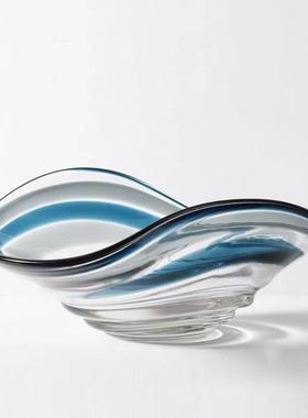 现代简约轻奢高端玻璃琉璃创意果盘收纳家用摆件茶几桌面餐桌酒店