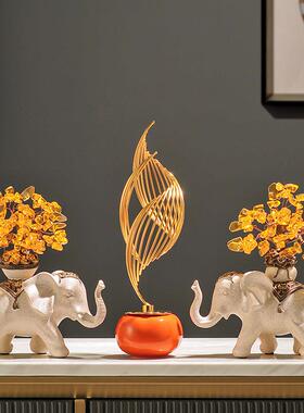 事事如意柿柿摆件风生水起客厅电视柜酒柜装饰新年装饰品摆件