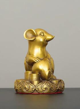 纯铜生肖摆件十二生肖鼠牛虎全套黄铜龙蛇家居马羊猴鸡客厅工艺品
