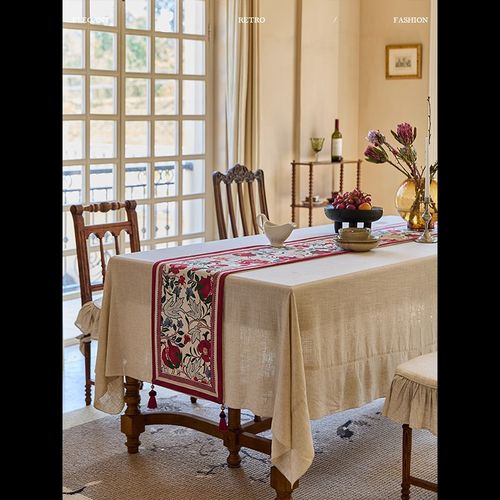 蜡笔派法式古典兴安里园桌旗高级氛围感餐桌盖布复古茶旗定制 - 图2