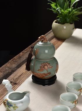 新中式招财葫芦储藏罐陶瓷摆件家居饰品客厅玄关博古架茶室装饰品