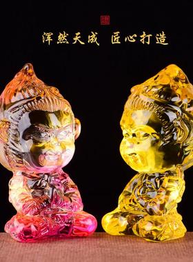 高档琉璃水晶猴子摆件属猴齐天大圣孙悟空黑神话摆件本命年礼物品