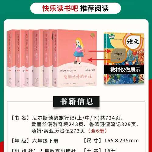正版快乐读书吧六年级下册必读鲁滨逊漂流记汤姆索亚历险记尼尔斯骑鹅旅行记爱丽丝漫游奇境曹文轩人民教育出版社原著完整无删减版 - 图0