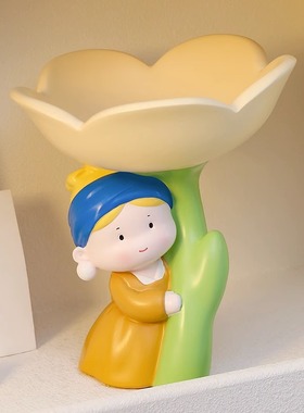 珍珠女孩郁金香钥匙收纳入户玄关电视柜家居轻奢装饰摆件乔迁礼品