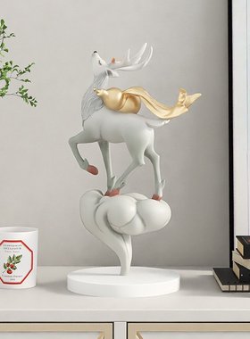 厂家直供轻奢大气鹿摆件客厅电视柜酒柜家居软装饰品乔迁新居礼品