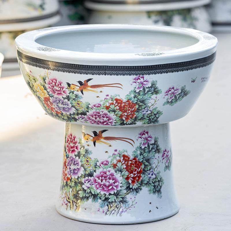 景德镇陶瓷鱼缸落地立柱式客厅大号吸水石盆乌龟缸睡莲碗莲盆庭院,淘宝优惠券,粉丝福利购,淘宝优惠卷