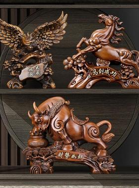 家居客厅博古架摆件办公室装饰品马到成功公司开业礼物顺风顺水