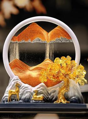 黄水晶发财树流沙画入户桌面玄关摆件客厅酒柜装饰品乔迁新居礼品