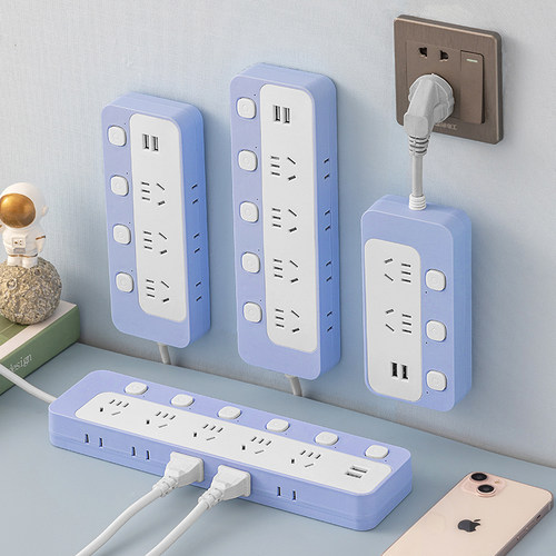 牛插座独立开关插座面板长线插排多接口带USB插线U板家用学生线板 - 图0