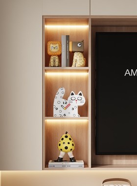 奶油风客厅时钟摆件家居饰品电视柜玄关创意卡通座钟小众酒柜软装