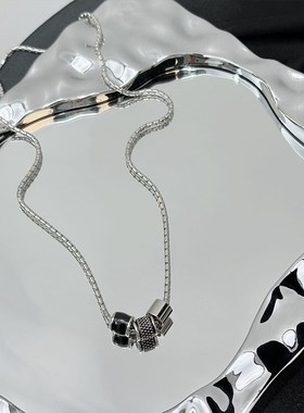 转运珠小蛮腰黑色古巴项链男钛钢潮流嘻哈情侣纪念日礼物送男友